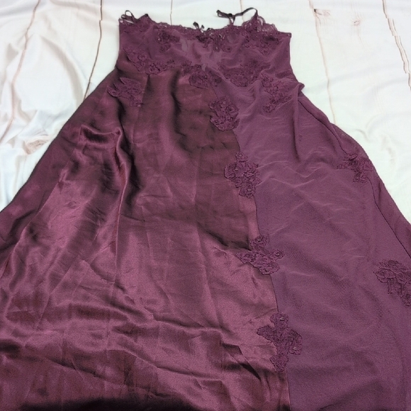 Frederick's of Hollywood Other - Vintage Romantic Dark Mulberry Satin Slip Gown Frederick's of Hollywood Large